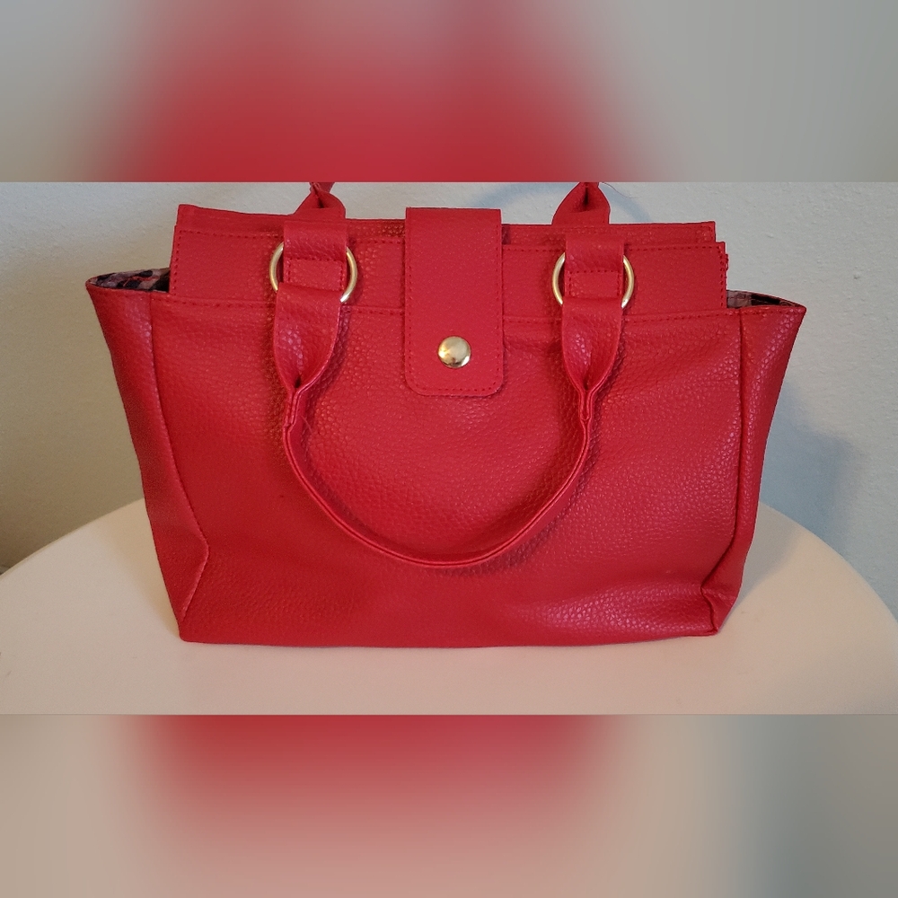 Tomato Red Faux Leather Handbag
